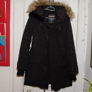 TNA Black Parka with Fur Hood